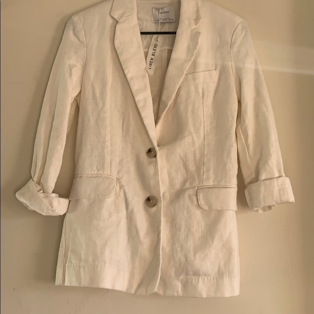 White linen Bershka blazer